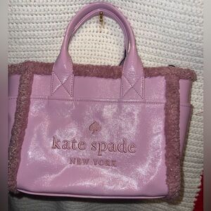 Kate spade New York Jett faux shearling small crossbody in quartz pink